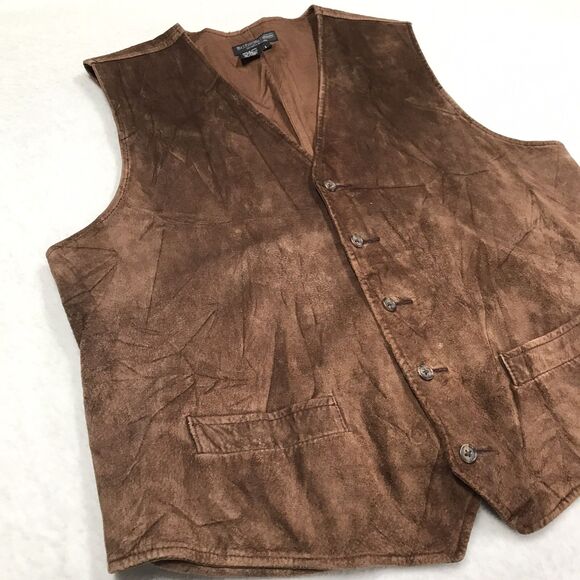 Vintage J PETERMAN Suede Leather Vest Men L Brown Pebbled Lined Cowboy Western - Picture 5 of 14